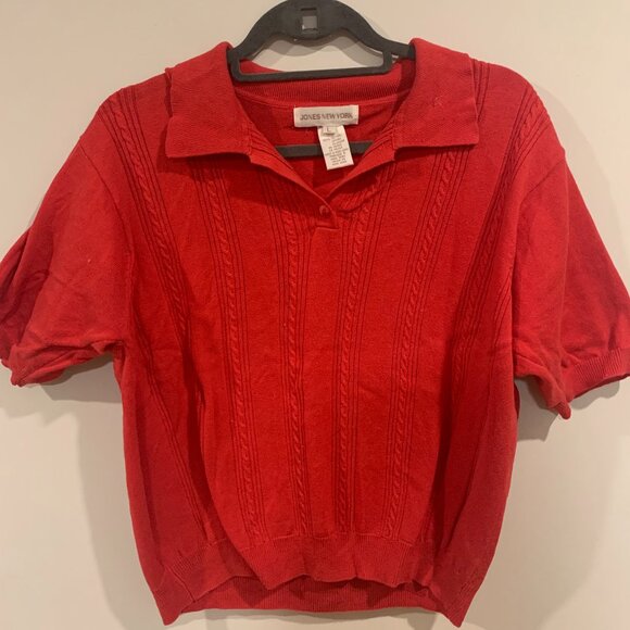 Knit red polo tee - Picture 1 of 2